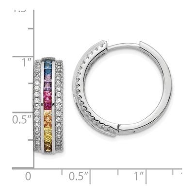 Sterling Silver 22mm CZ Multi-Color Hoop Earrings – view 5