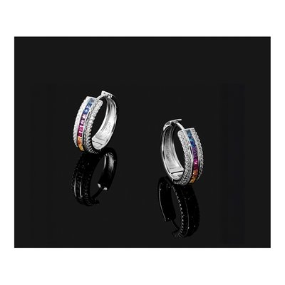 Sterling Silver 22mm CZ Multi-Color Hoop Earrings – view 6