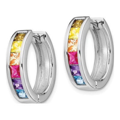 Sterling Silver 18mm CZ Hoop Earrings – view 3