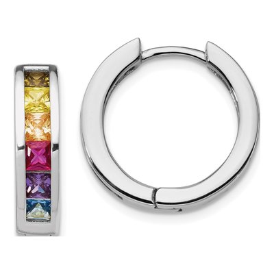 Sterling Silver 18mm CZ Hoop Earrings