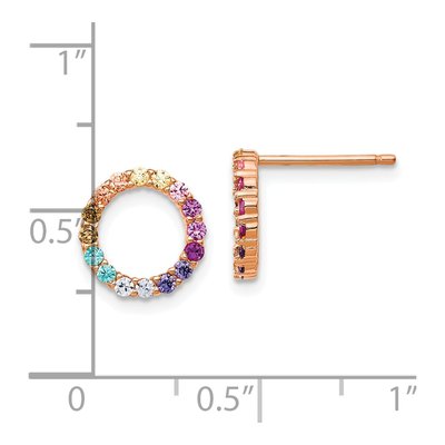 Rose Gold-Plated Sterling Silver Round CZ Open Circle Stud Earrings – view 5