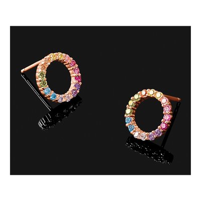 Rose Gold-Plated Sterling Silver Round CZ Open Circle Stud Earrings – view 6