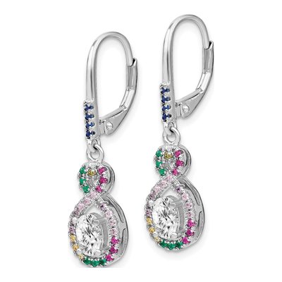 Sterling Silver CZ Infinity Leverback Earrings – view 3
