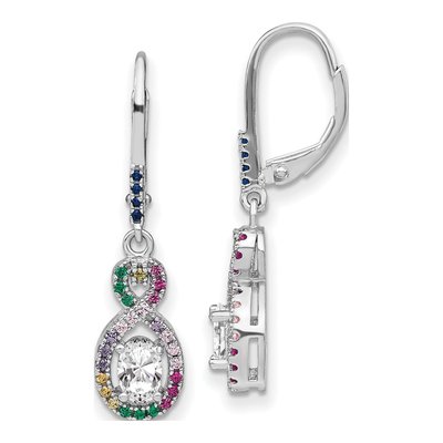Sterling Silver CZ Infinity Leverback Earrings