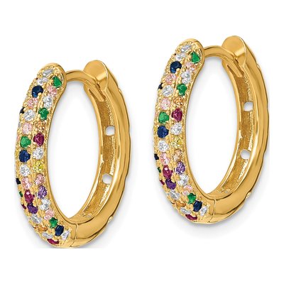 Gold-Plated Sterling Silver 18mm CZ Hoop Earrings – view 3