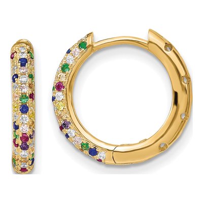 Gold-Plated Sterling Silver 18mm CZ Hoop Earrings