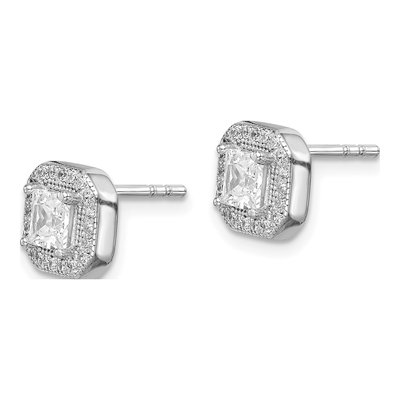 Sterling Silver CZ Square Button Stud Earrings – view 3