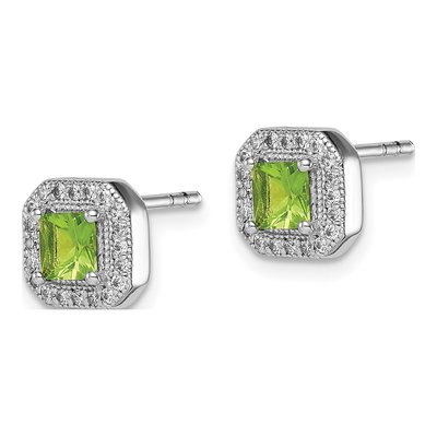 Sterling Silver CZ Square Stud Earrings – view 3