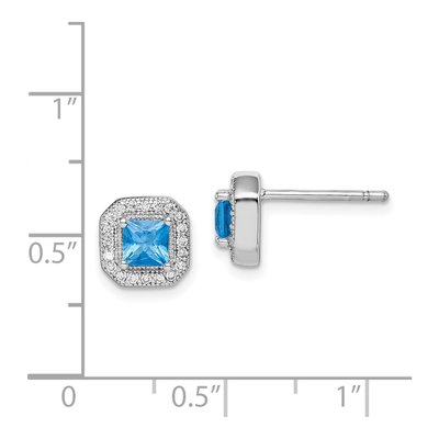Sterling Silver CZ Square Stud Earrings – view 5