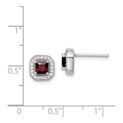 Sterling Silver Square CZ January Birthstone Stud Earrings – view 5