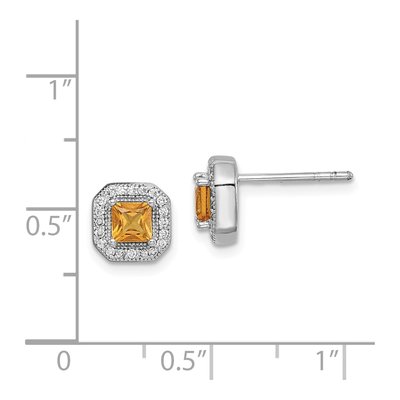 Sterling Silver Square CZ November Birthstone Stud Earrings – view 5