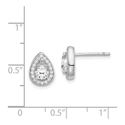 Sterling Silver CZ Teardrop Birthstone Stud Earrings – view 5