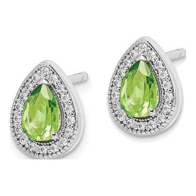 Sterling Silver Teardrop CZ Clear Birthstone Stud Earrings – view 3