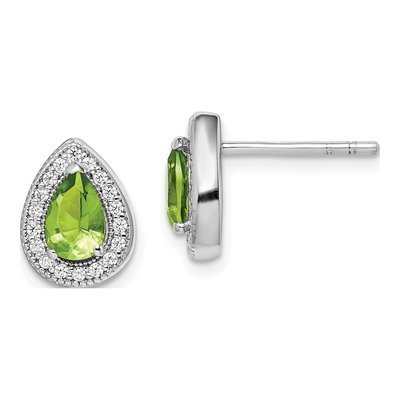 Sterling Silver Teardrop CZ Clear Birthstone Stud Earrings
