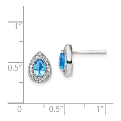 Sterling Silver Teardrop CZ Clear Button Stud Earrings – view 5