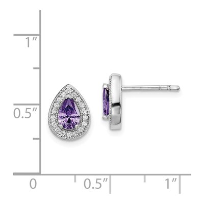 Sterling Silver Teardrop CZ Birthstone Stud Earrings – view 5