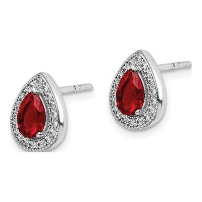 Sterling Silver Teardrop CZ January Birthstone Stud Earrings – view 3