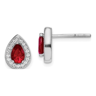 Sterling Silver Teardrop CZ January Birthstone Stud Earrings