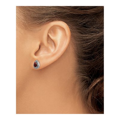 Sterling Silver Teardrop CZ July Birthstone Stud Earrings – view 4