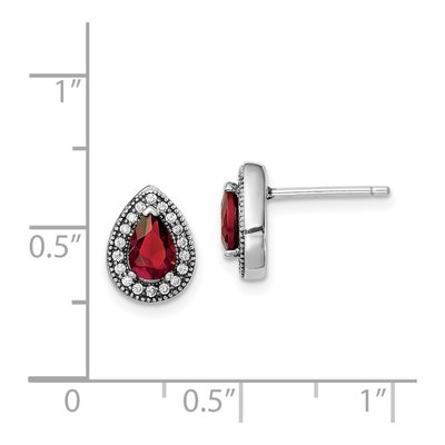 Sterling Silver Teardrop CZ July Birthstone Stud Earrings – view 5