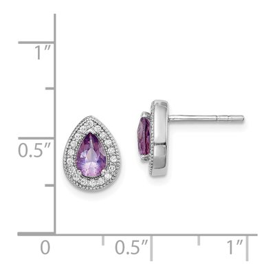 Sterling Silver Teardrop CZ June Birthstone Stud Earrings – view 5