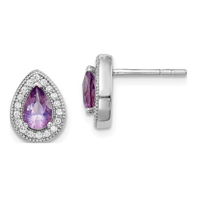 Sterling Silver Teardrop CZ June Birthstone Stud Earrings