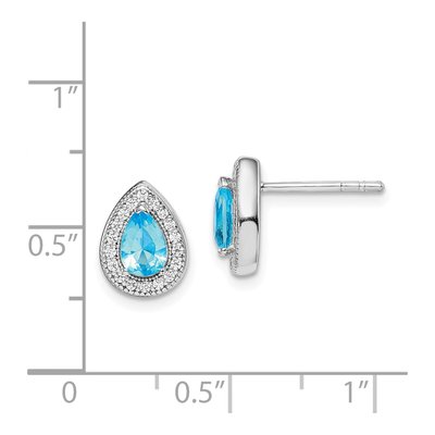 Sterling Silver Teardrop CZ Button Stud Earrings – view 5