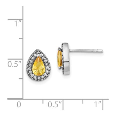 Sterling Silver Teardrop CZ Birthstone Stud Earrings – view 5
