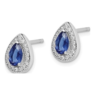 Sterling Silver Teardrop CZ Birthstone Stud Earrings – view 3