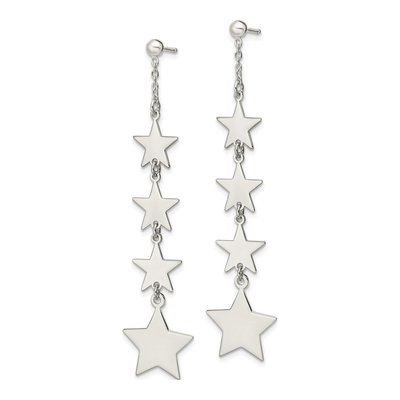 Sterling Silver Mulitple Stars Dangle Earrings – view 3