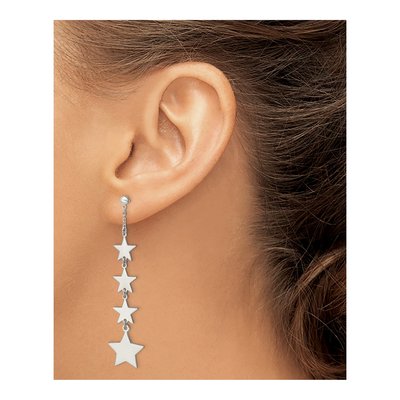 Sterling Silver Mulitple Stars Dangle Earrings – view 4