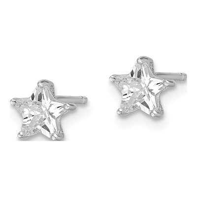 Sterling Silver 5.5mm CZ Star Stud Earrings – view 3