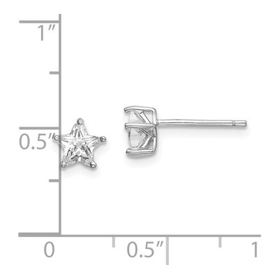 Sterling Silver 5.5mm CZ Star Stud Earrings – view 5