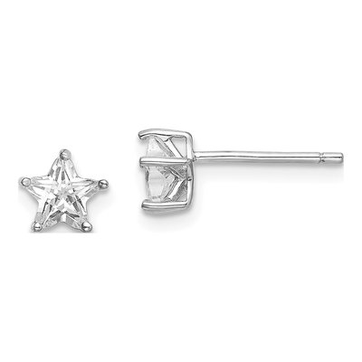 Sterling Silver 5.5mm CZ Star Stud Earrings