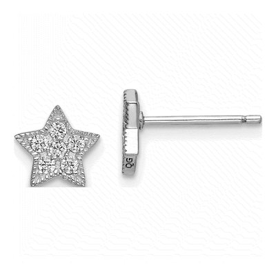 Sterling Silver 1mm Round CZ Star Moon Button Stud Earrings – view 5