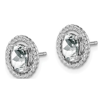 Sterling Silver White Topaz Oval Stud Earrings – view 3