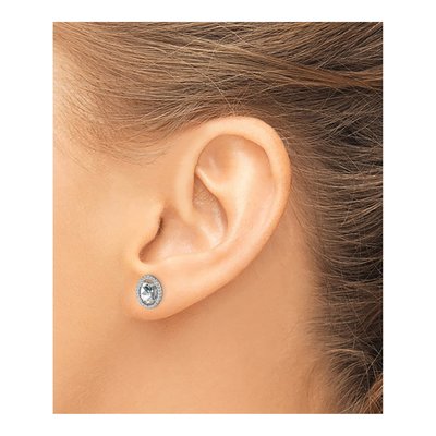Sterling Silver White Topaz Oval Stud Earrings – view 4