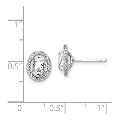 Sterling Silver White Topaz Oval Stud Earrings – view 5