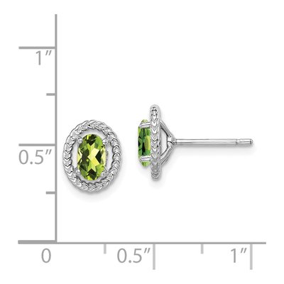 Sterling Silver Peridot Oval Button Stud Earrings – view 4