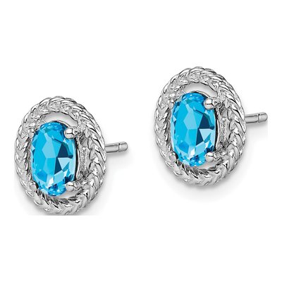 Sterling Silver Swiss Blue Topaz Oval Stud Earrings – view 2