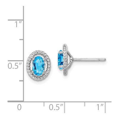 Sterling Silver Swiss Blue Topaz Oval Stud Earrings – view 4
