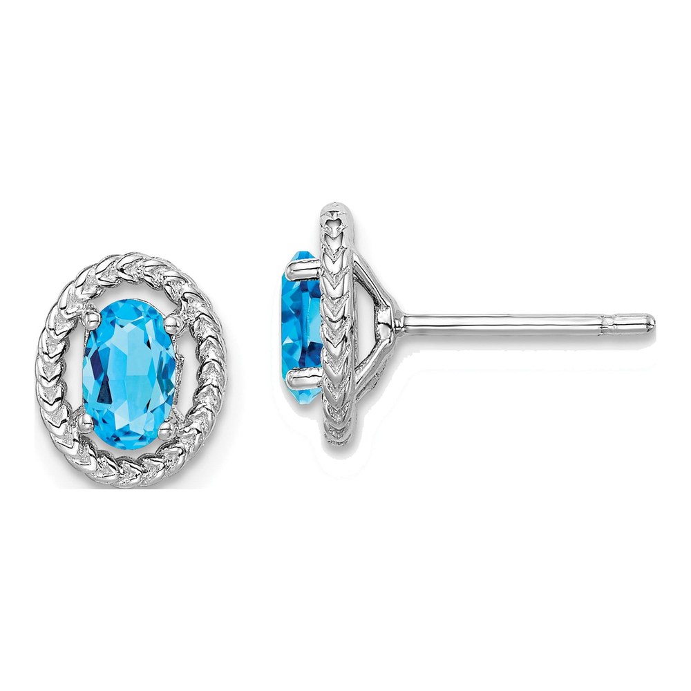 Sterling Silver Swiss Blue Topaz Oval Earrings