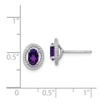 Sterling Silver Amethyst Oval Stud Earrings – view 4