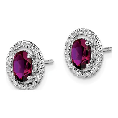 Sterling Silver Oval Rhodolite Garnet Stud Earrings – view 3
