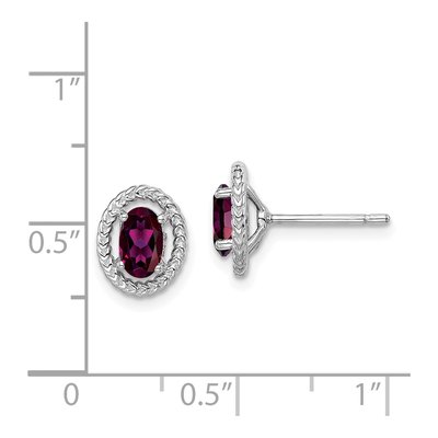 Sterling Silver Oval Rhodolite Garnet Stud Earrings – view 5