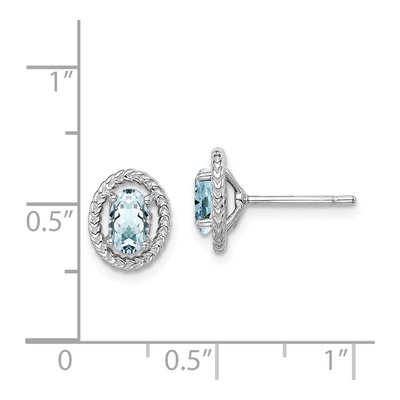 Sterling Silver Aquamarine Oval Stud Earrings – view 5
