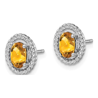 Sterling Silver Citrine Oval Stud Earrings – view 2