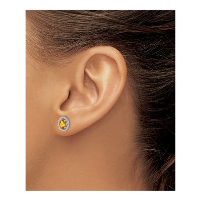 Sterling Silver Citrine Oval Stud Earrings – view 3