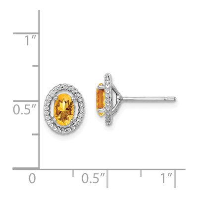 Sterling Silver Citrine Oval Stud Earrings – view 4