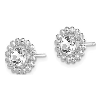 Sterling Silver Round White Topaz Button Stud Earrings – view 3